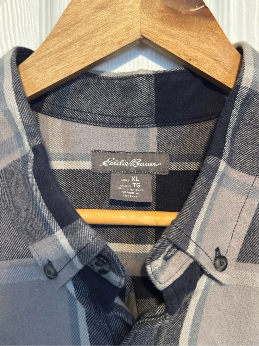 Eddie Bauer Navy & Gray Plaid Button-Down Shirt - Picture 2 of 3